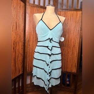 Guess by Marciano teal tiered knit dress, small